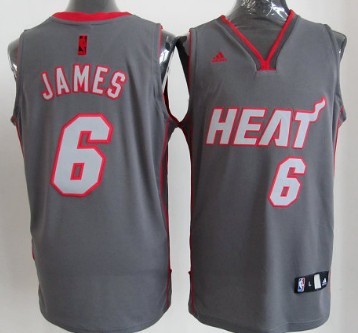 Miami Heat #6 LeBron James Gray Shadow Jersey