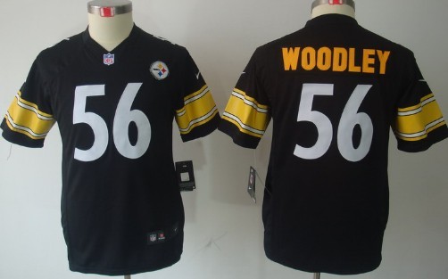 Nike Pittsburgh Steelers #56 LaMarr Woodley Black Limited Kids Jersey