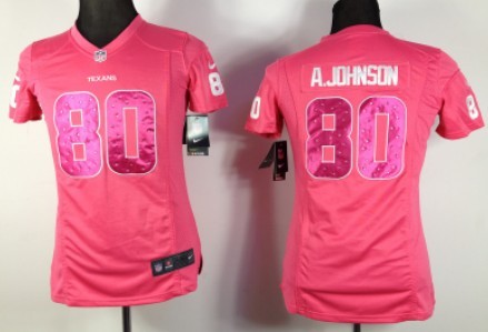 Nike Houston Texans #80 Andre Johnson Pink Sweetheart Diamond Womens Jersey