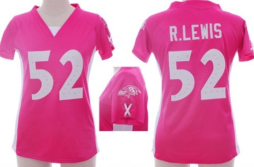 Nike Baltimore Ravens #52 Ray Lewis 2012 Pink Womens Draft Him II Top Jersey