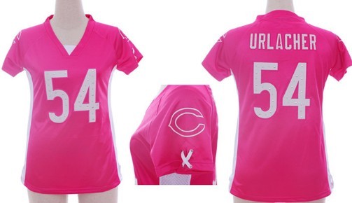 Nike Chicago Bears #54 Brian Urlacher 2012 Pink Womens Draft Him II Top Jersey