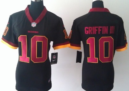 Nike Washington Redskins #10 Robert Griffin III Black Game Womens Jersey