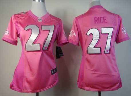 Nike Baltimore Ravens #27 Ray Rice Pink Love Womens Jersey