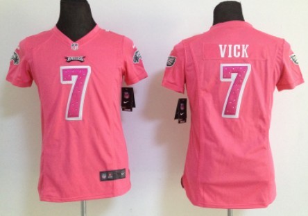 Nike Philadelphia Eagles #7 Michael Vick Pink Sweetheart Diamond Womens Jersey