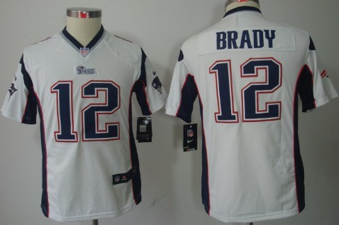 Nike New England Patriots #12 Tom Brady White Limited Kids Jersey