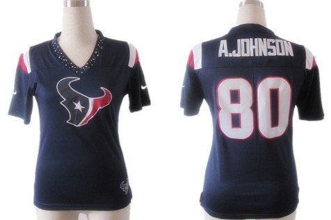 Nike Houston Texans #80 Andre Johnson 2012 Blue Womens Field Flirt Fashion Jersey