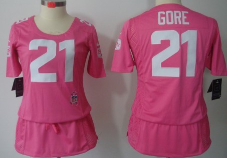 Nike San Francisco 49ers #21 Frank Gore Breast Cancer Awareness Pink Womens Jersey