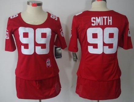 Nike San Francisco 49ers #99 Aldon Smith Breast Cancer Awareness Red Womens Jersey