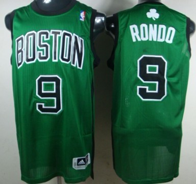 Boston Celtics #9 Rajon Rondo Revolution 30 Authentic Green With Black Jersey