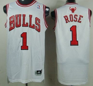 Chicago Bulls #1 Derrick Rose Revolution 30 Authentic White Jersey
