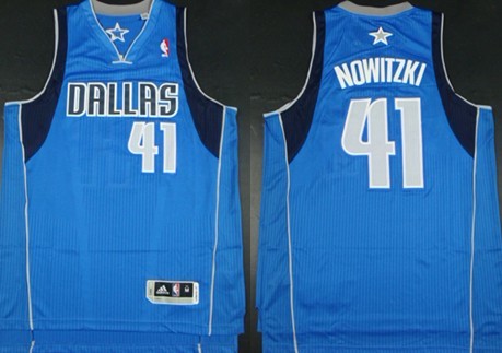 Dallas Mavericks #41 Dirk Nowitzki Revolution 30 Authentic Light Blue Jersey
