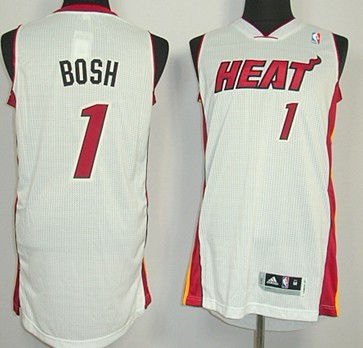Miami Heat #1 Chris Bosh Revolution 30 Authentic White Jersey