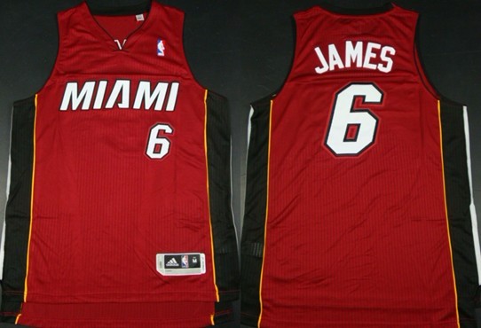 Miami Heat #6 LeBron James Revolution 30 Authentic Red Jersey
