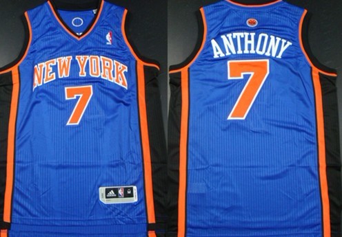 New York Knicks #7 Carmelo Anthony Revolution 30 Authentic Blue Jersey