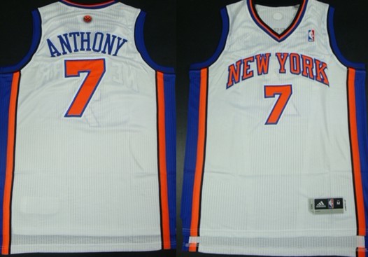 New York Knicks #7 Carmelo Anthony Revolution 30 Authentic White Jersey