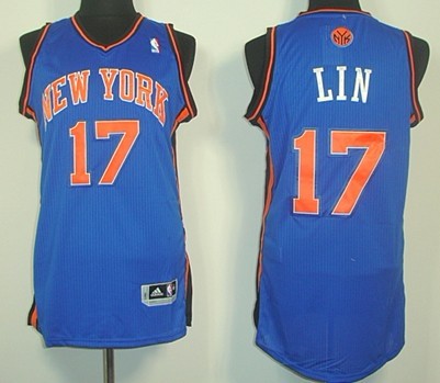New York Knicks #17 Jeremy Lin Revolution 30 Authentic Blue Jersey