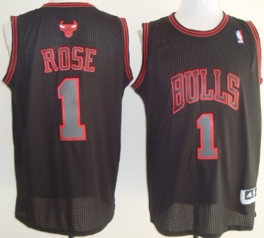 Chicago Bulls #1 Derrick Rose 2012 Graystone Revolution 30 Authentic Black Jersey