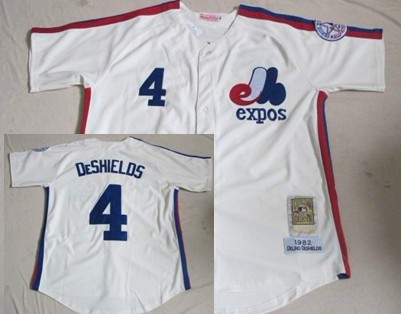 Montreal Expos #4 Delino DeShields Cream Throwback Jersey