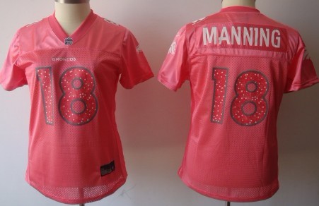 Denver Broncos #18 Peyton Manning Pink Womens Sweetheart Jersey