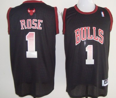 Chicago Bulls #1 Derrick Rose 2012 Vibe Revolution 30 Authentic Black Jersey