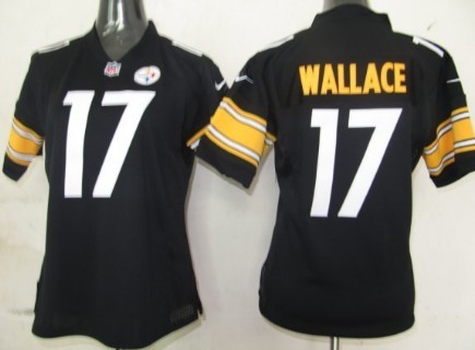 Nike Pittsburgh Steelers #17 Mike Wallace Black Game Womens Jersey