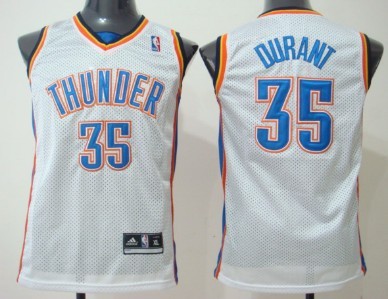 Oklahoma City Thunder #35 Kevin Durant White Kids Jersey