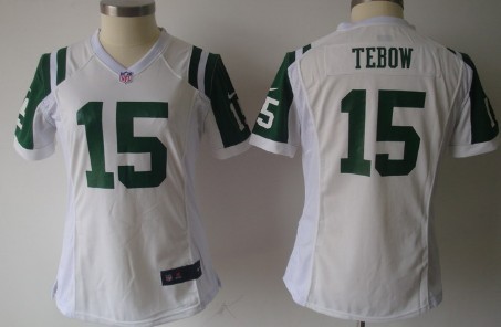 Nike New York Jets #15 Tim Tebow White Game Womens Jersey