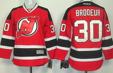 New Jersey Devils #30 Martin Brodeur Red With Black Kids Jersey