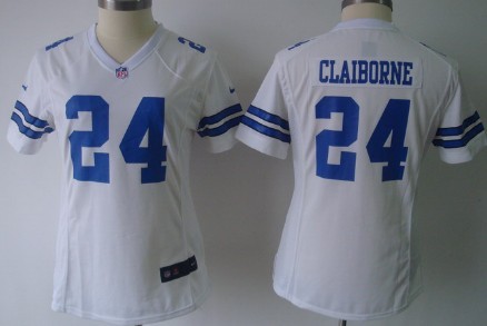 Nike Dallas Cowboys #24 Morris Claiborne White Game Womens Jersey