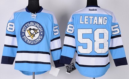 Pittsburgh Penguins #58 Kris Letang Light Blue Kids Jersey
