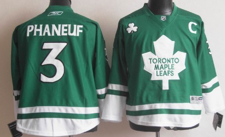 Toronto Maple Leafs #3 Dion Phaneuf St. Patrick's Day Green Kids Jersey