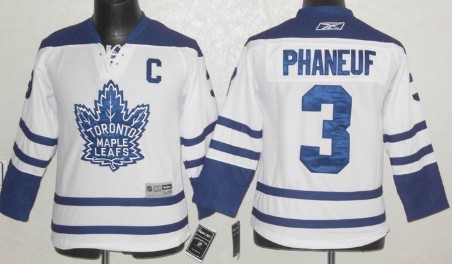 Toronto Maple Leafs #3 Dion Phaneuf White Third Kids Jersey