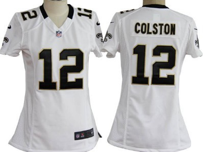Nike New Orleans Saints #12 Marques Colston White Game Womens Jersey