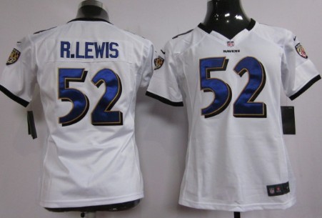Nike Baltimore Ravens #52 Ray Lewis White Game Womens Jersey