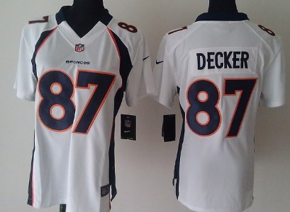 Nike Denver Broncos #87 Eric Decker White Game Womens Jersey