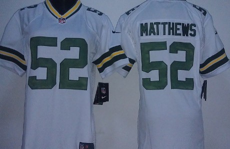 Nike Green Bay Packers #52 Clay Matthews White Game Womens Jersey