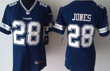 Nike Dallas Cowboys #28 Felix Jones Blue Game Womens Jersey