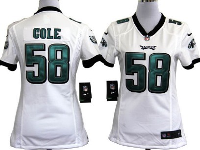 Nike Philadelphia Eagles #58 Trent Cole White Game Womens Jersey