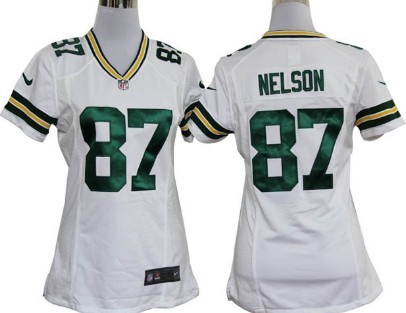 Nike Green Bay Packers #87 Jordy Nelson White Womens Jersey