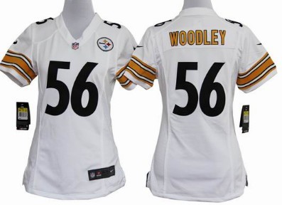 Nike Pittsburgh Steelers #56 Lamarr Woodley White Game Womens Jersey