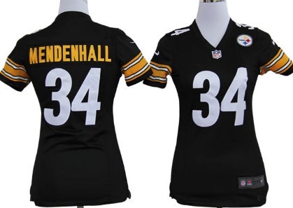 Nike Pittsburgh Steelers #34 Rashard Mendenhall Black Game Womens Jersey