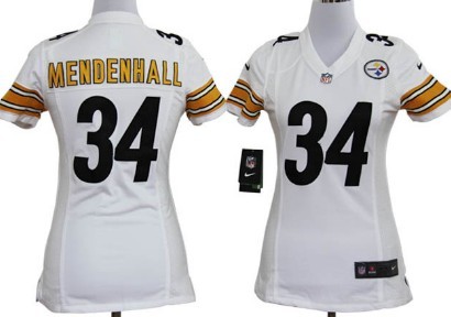 Nike Pittsburgh Steelers #34 Rashard Mendenhall White Game Womens Jersey