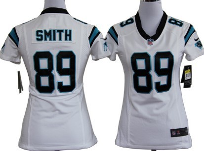 Nike Carolina Panthers #89 Steve Smith White Game Womens Jersey