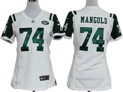 Nike New York Jets #74 Nick Mangold White Game Womens Jersey