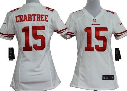Nike San Francisco 49ers #15 Michael Crabtree White Game Womens Jersey