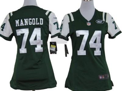 Nike New York Jets #74 Nick Mangold Green Game Womens Jersey