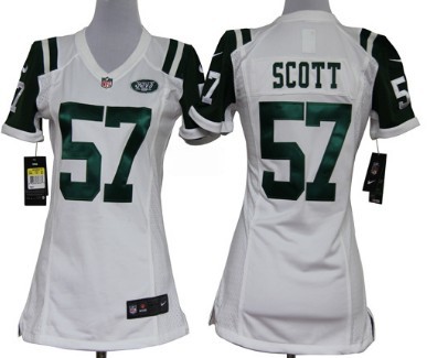 Nike New York Jets #57 Bart Scott White Game Womens Jersey