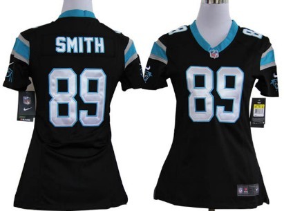 Nike Carolina Panthers #89 Steve Smith Black Game Womens Jersey