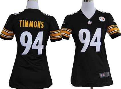 Nike Pittsburgh Steelers #94 Lawrence Timmons Black Game Womens Jersey