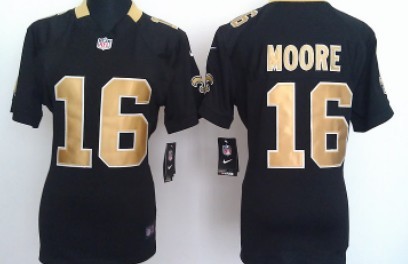 Nike New Orleans Saints #16 Lance Moore Black Game Womens Jersey